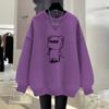Women Spring and Autumn New O-Neck Pullover Fashion Printing Sweatshirts Casual Loose Versatile Long Sleeve Medium Length Tops
