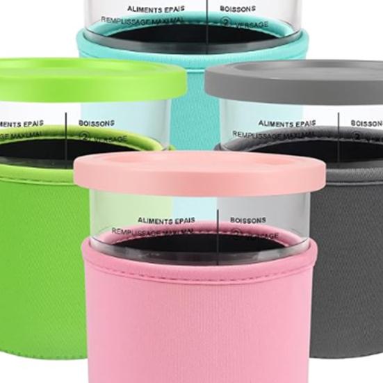 4Pcs Ice Cream Cup Sleeves for Ninja NC501 Pints Reusable Neoprene Sleeves Prevent Condensation Non-slip 16/24Oz Cup Cover Accessories for Ice