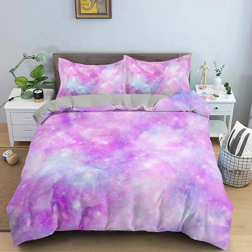 3D Sternenhimmel Bettbezug Set Luxus Galaxy Druck Bettwäscheset King Queen Full Bettdeckenbezug mit Kissenbezug Schlafzimmerdeko