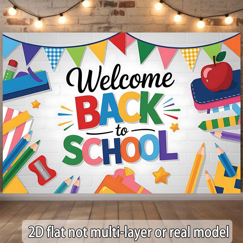 2D plane, 1 2D plane banner, Welcome Back to School background, polyester banner, 2D plane