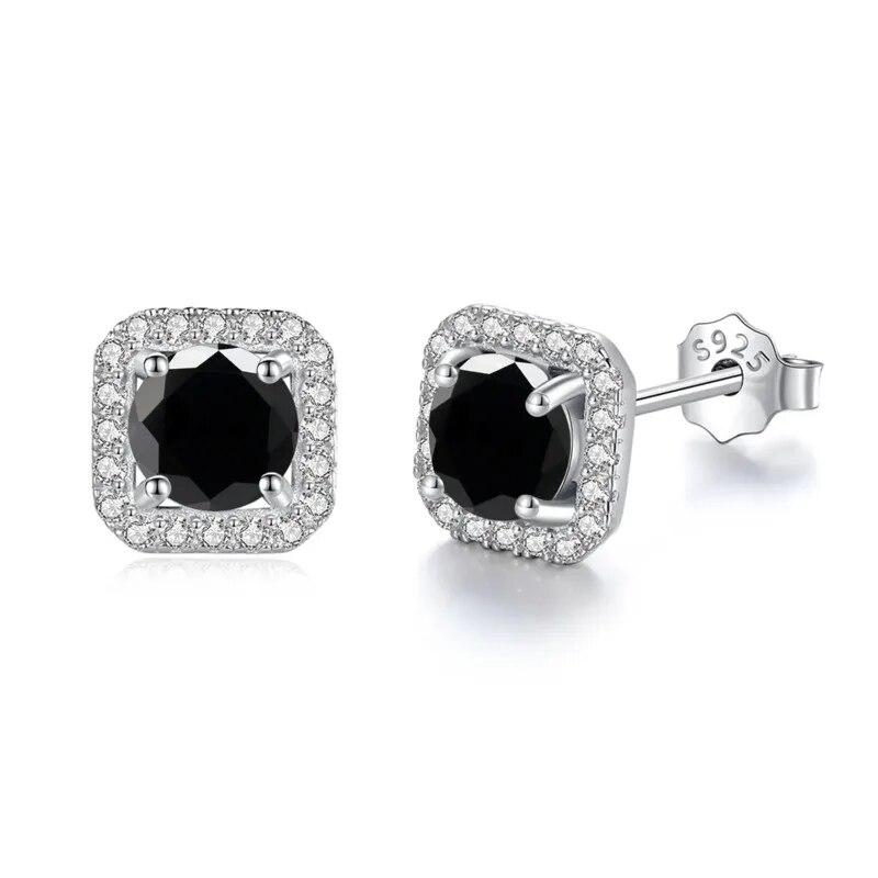 Bague Ringen S925 Sterling Silver Fashion Square Silver Needle Earrings Temperament Set 1ct D Moissente Celebrity Earrings