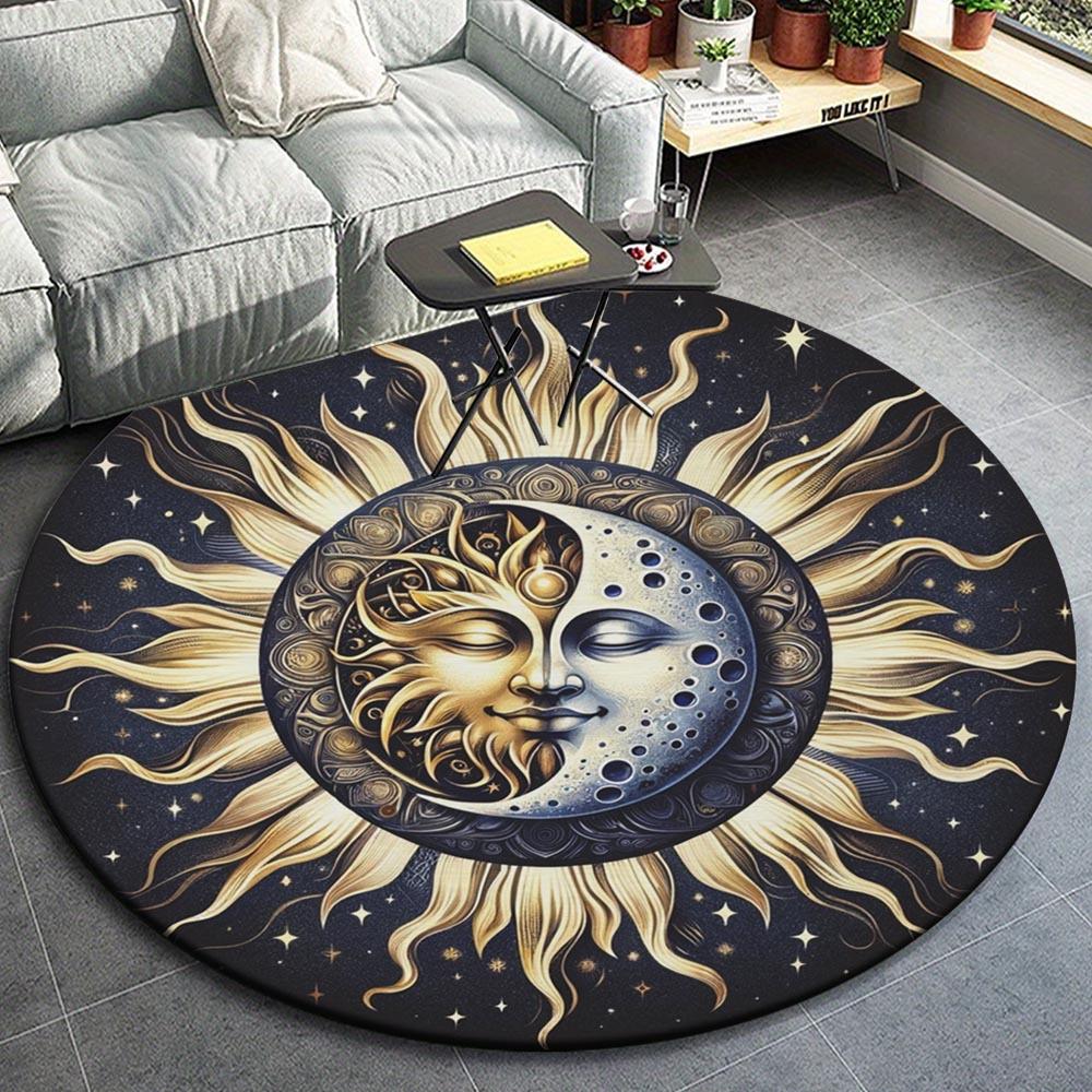 

1pc Retro Sun and Moon (5) Pattern Round Floor Mat, Non-slip for Living Room Bedroom Chair Carpets Home Decor Gifts, Home Decor Room Decor O 80cm by 80cm