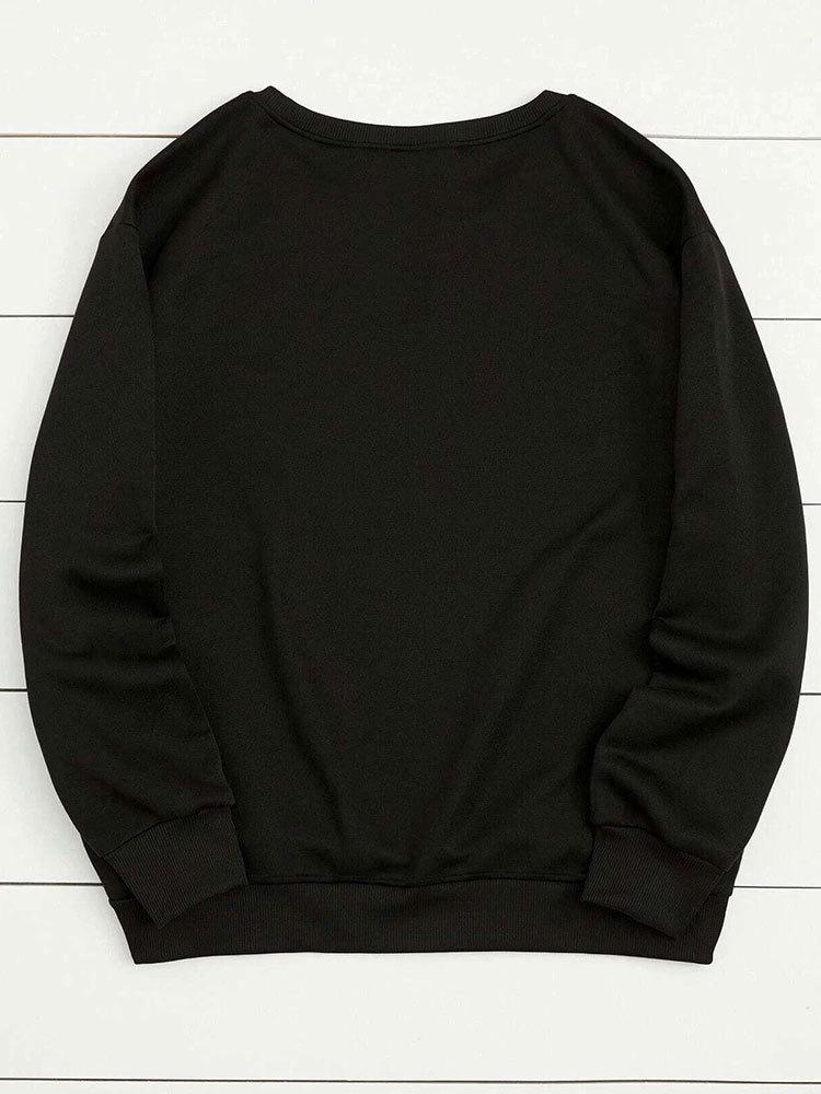 2025 Women's Fleece-Lined Slogan Sweatshirt, Solid Color, Round Neck