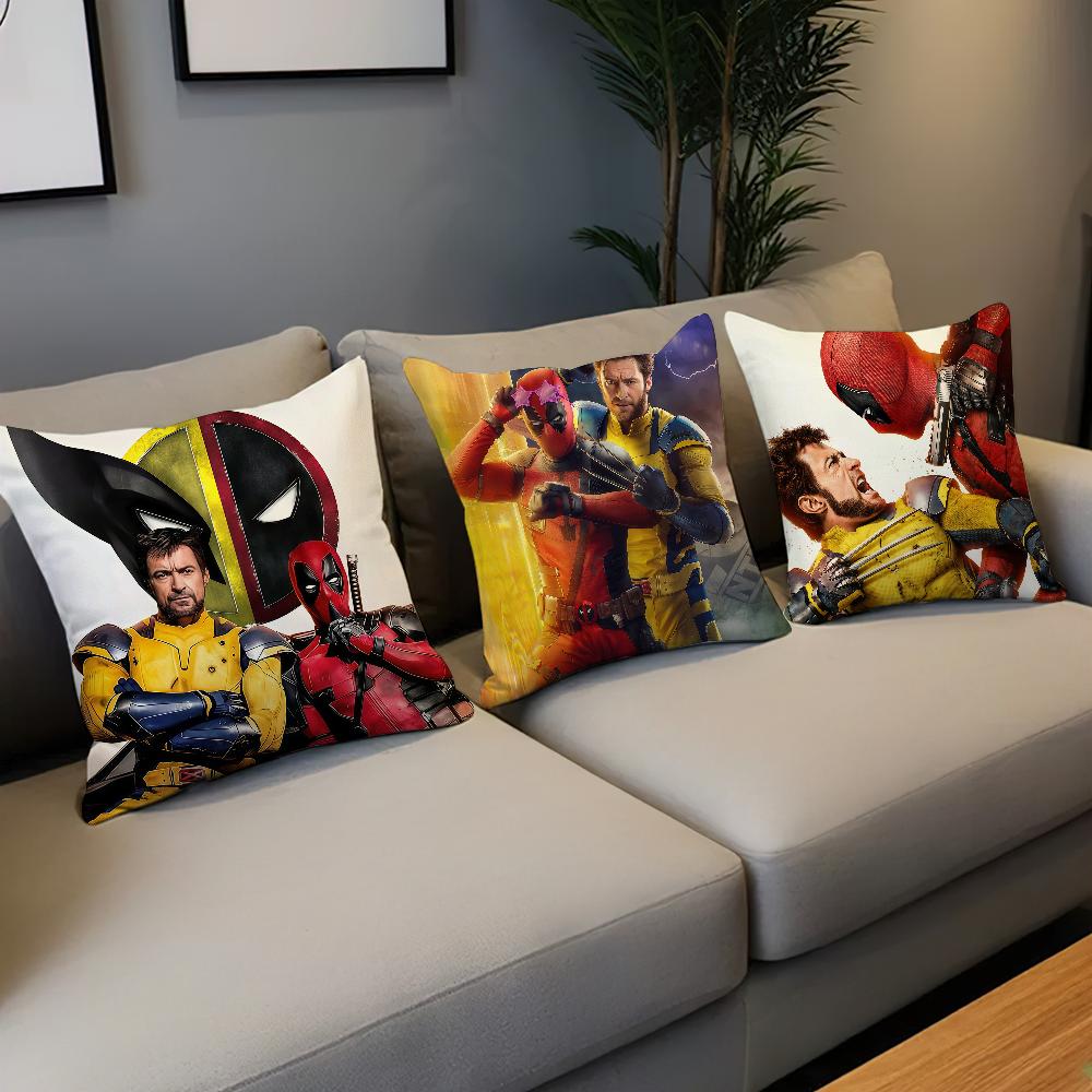 Movie Cool D-Deadpool W-Wolverine Ml Cushion Cover Soft Hogar Pillowcase For Sofa Living Room Bed Home Decor Protective Covers