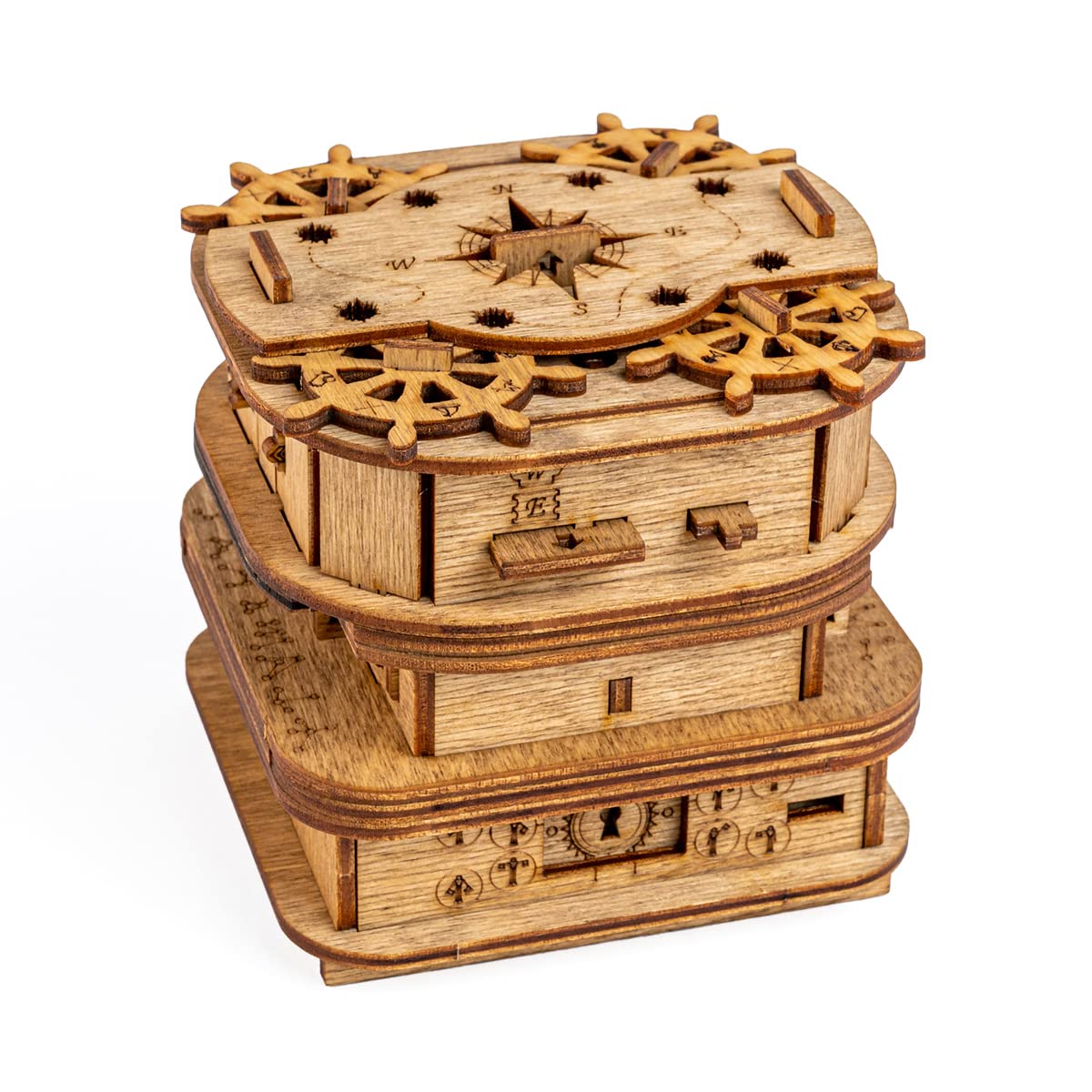 iDventure Cluebox 3D Puzzle, Cluebox, Brain Teaser Wooden Puzzle, Davy Jones s Locker, Escape Game, Unique Puzzle Game (Ages 14+)