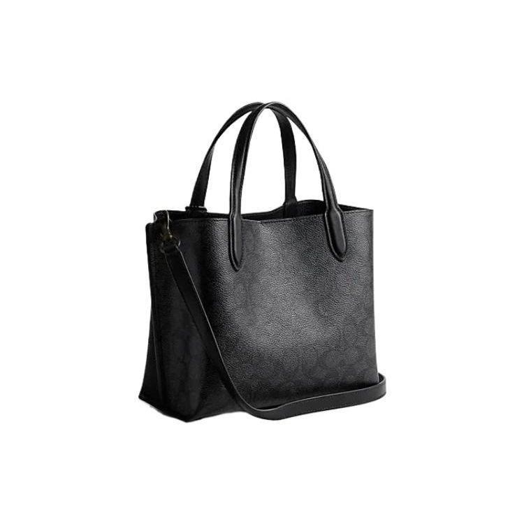 Coach Willow 24 Classic Monogram Solid Color Zipper Compartment Magnetic Closure Tote Bag Women tote Black CQ768-MWO1U
