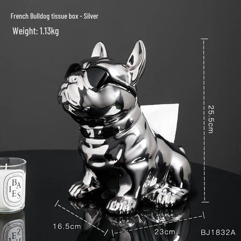 Creative Silver Dog Tissue Box Decor