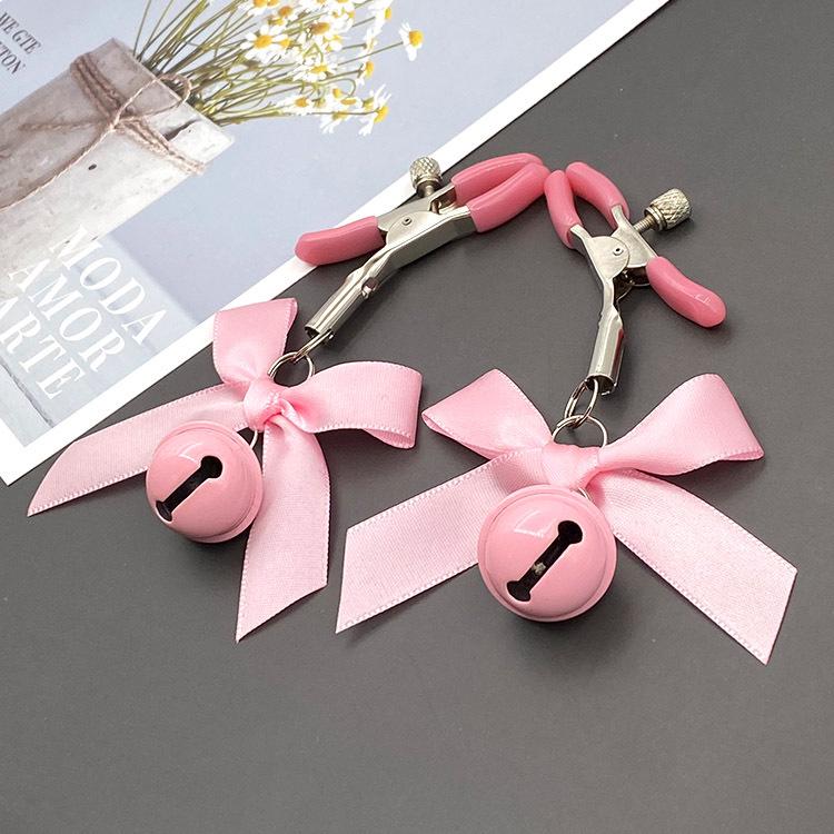 SM Adjustable Nipple and Breasts Clamps with Bow Tie for Couples