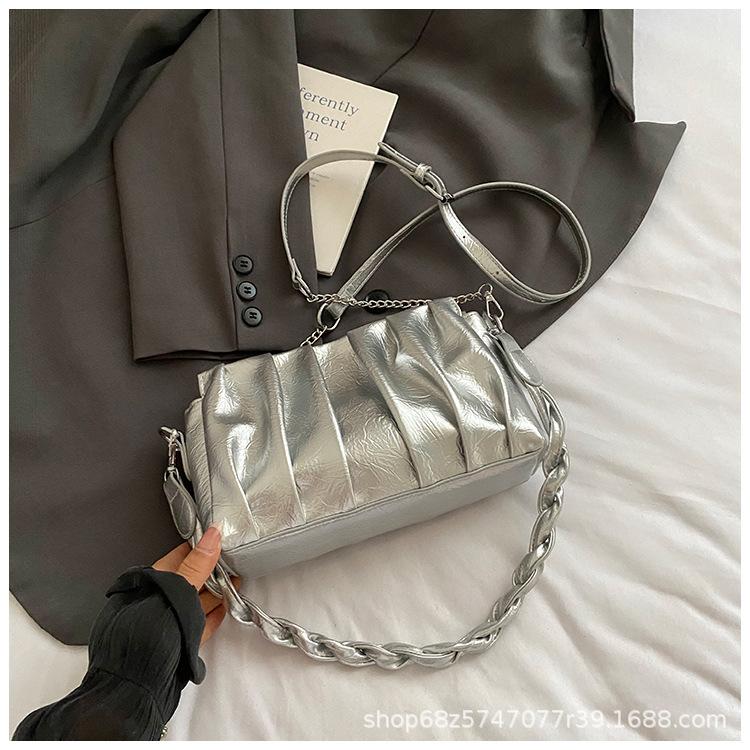 Foreign Style Pleated Cloud Bag Women's Bag 2025 New Hand-carried Small Square Bag Women's Fashion Shoulder Bag Korean Crossbody Bag