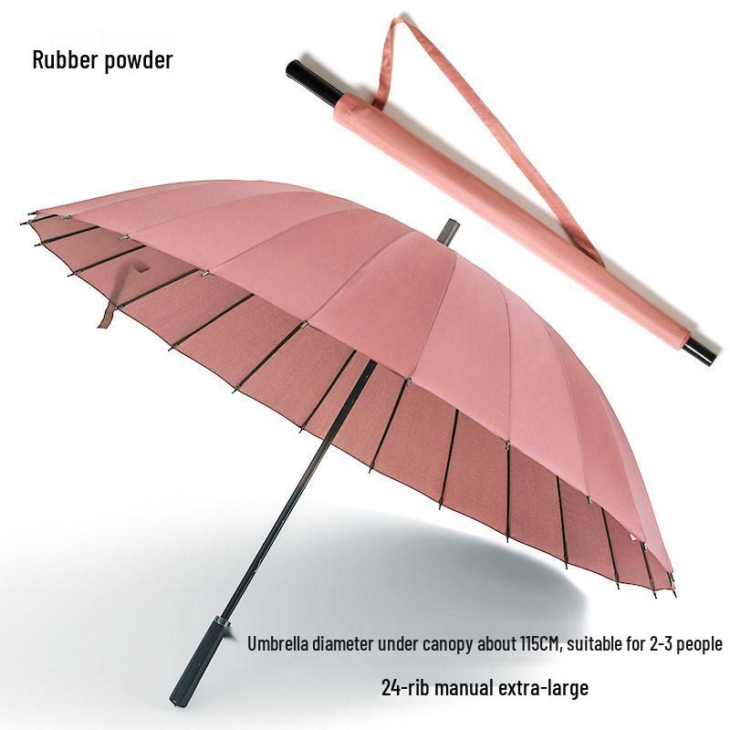24-Rib Long Handle Large Automatic Umbrella - Double Reinforced, High-End Business and Advertising Use.