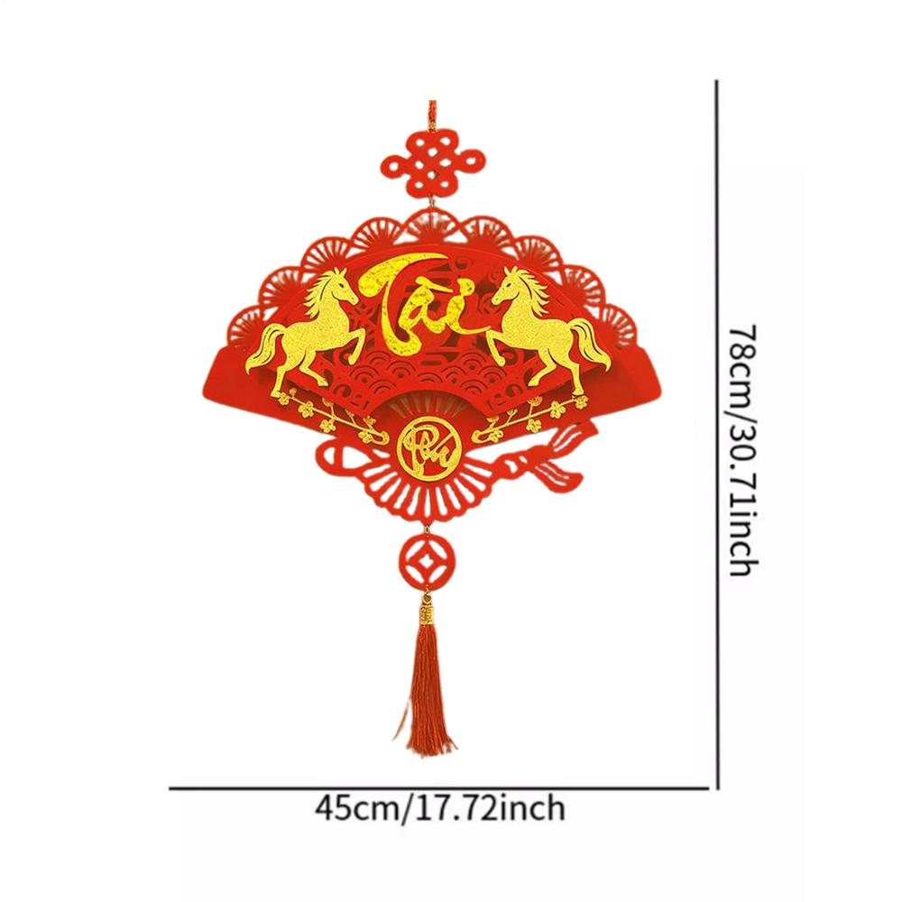 2026 Pferdejahr Vietnamesischer Schmuck Frühlingsfest Beflocktes Flaches Hängendes Ornament Vietnamesischer Fu-Zeichen Anhänger