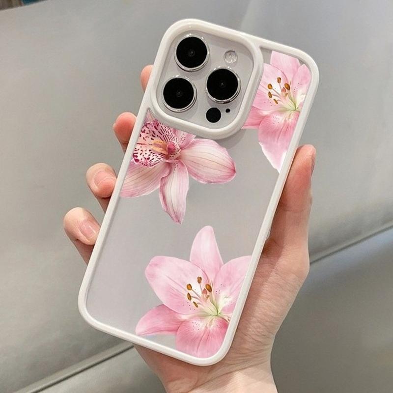 Custodia per Telefono Stile Fresco con Stampa Floreale Rosa per Serie iPhone 17 16 15 14 13 12 11 Pro Max Plus Protezione a Doppio Strato