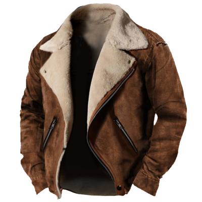 Winter Thick Mens Jacket Men Warm Faux Leather Warm Coats Fashion Turn Down Collar Contrasting Color Man Suede Fur Jacket