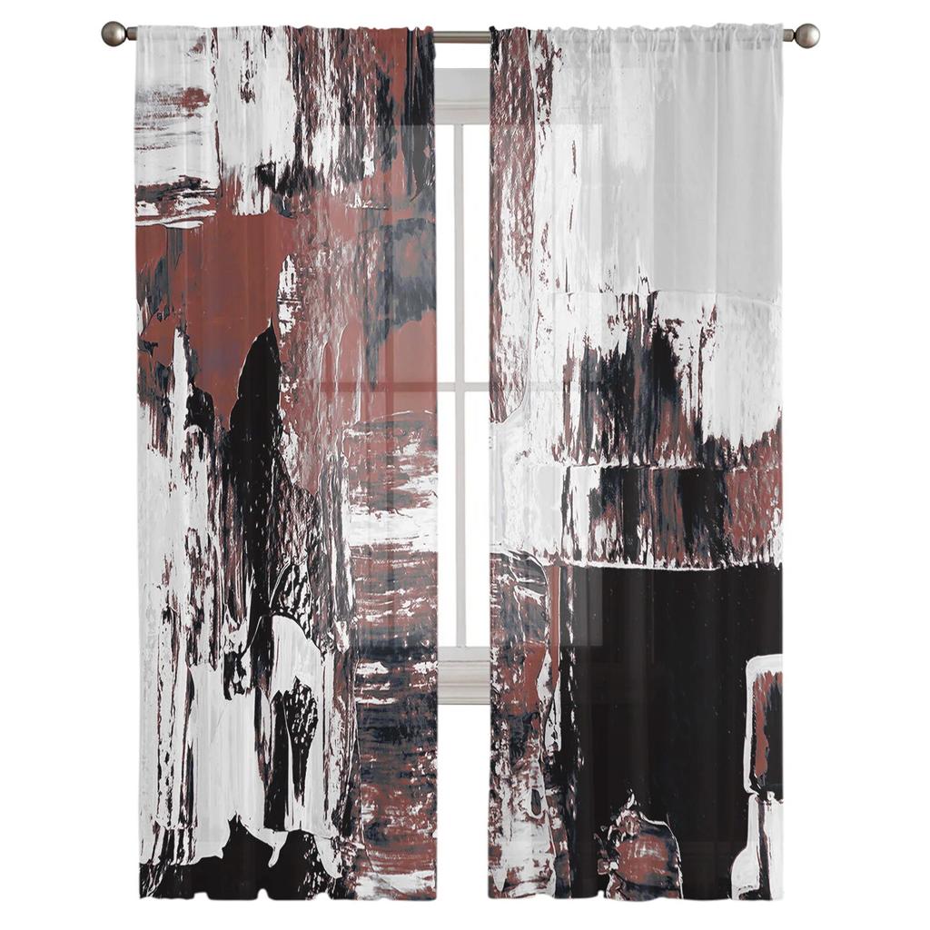 Abstract Color Watercolor Paint Sheer Curtains For Living Room Bedroom Home Decor Kitchen Tulle For Windows Voile Drapes