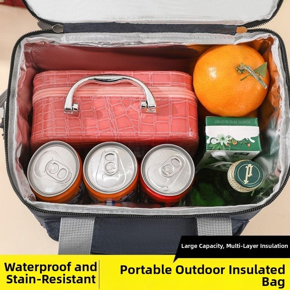 Large Capacity Picnic  Bag with Shoulder Strap Thermal Lunch Pouch Insulated Lunch  Bag  Outdoor
