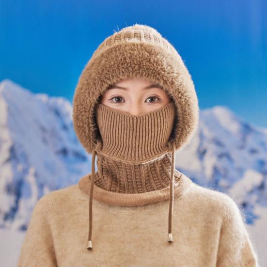 Knitted Hat Women Windproof Insulated Design Soft Fleece Lining 3-in-1 Winter Warm Hat Outdoor Adventures Skiing Hiking Headgear