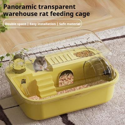 Suministros para mascotas Jaula para hámster Anti-fuga Panorámica Casa segura para hámster Villa de lujo Plataforma de doble capa Suministros para ratas Caja de cría