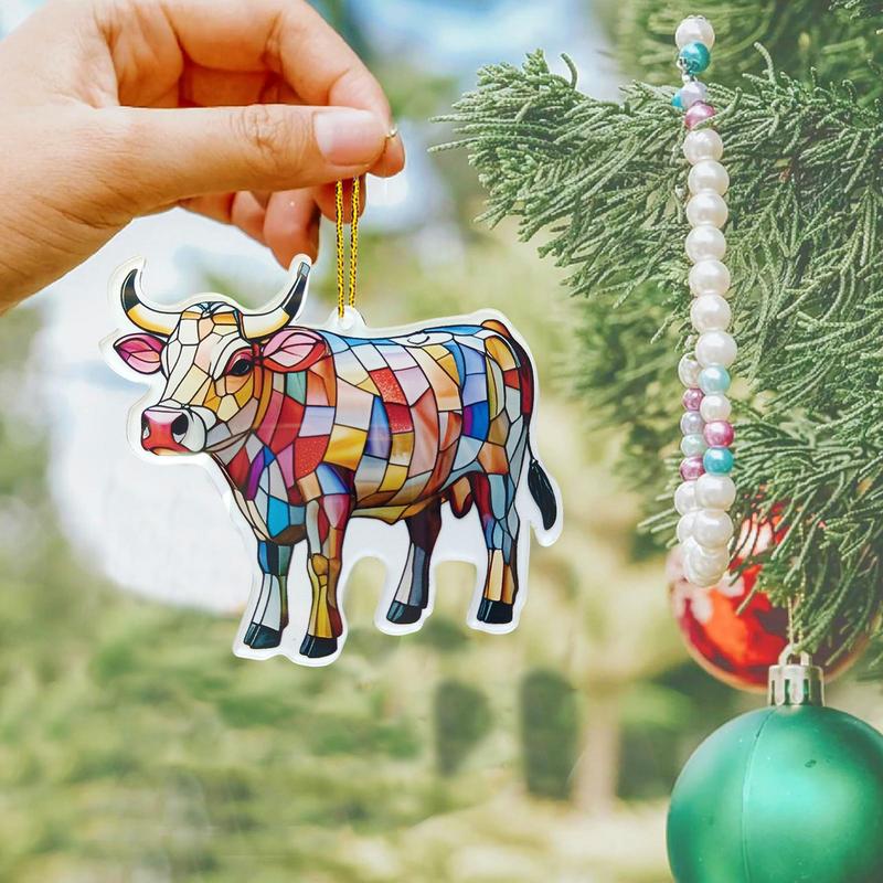 1PC Cow Suncatchers Pendant Colorful Frog Acrylic Wall Art Hanging Decor Pendant Festival Window Yard Garden Room Decoration