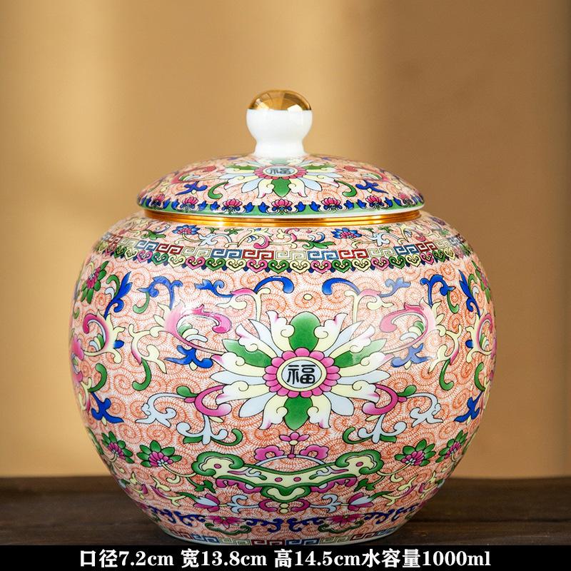 

чайница Сине-белые чайницы керамические бытовые для хранения герметичная банка ретро эмалевый цвет переплетенные лотосы банки Фарфоровый органайзер для чая