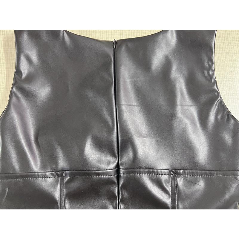 Women's Spring Summer New PU Sleeveless Bag Hip Slimming Temperament Dress Dress
