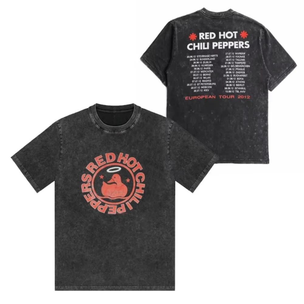 2026 Red Hot Chili Peppers Band Maglietta in Cotone Lavato Vintage Uomo Donna Hip Hop Tendenza Maglietta Manica Corta Estiva Magliette Oversize Top