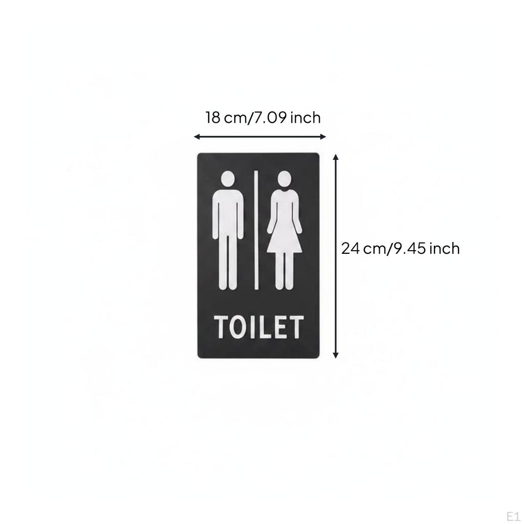 WallMounted Restroom Plaque Rounded Corners Black Sign 2418cm