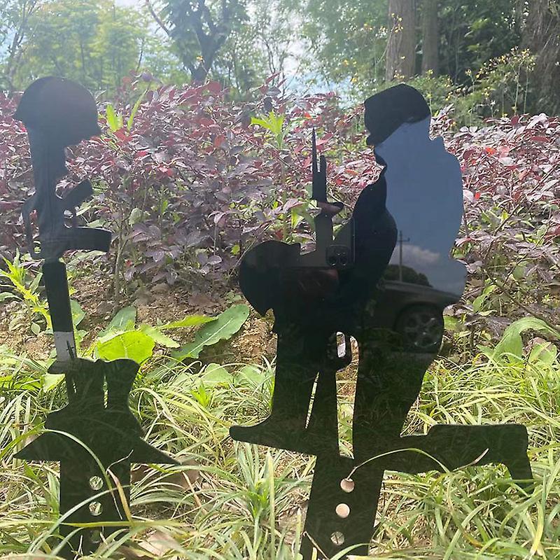 Garden Decoration Stake Fallen Soldier Silhouette Outdoor Decor Plug-in Kneeling Character Courtyard Sign Statue New