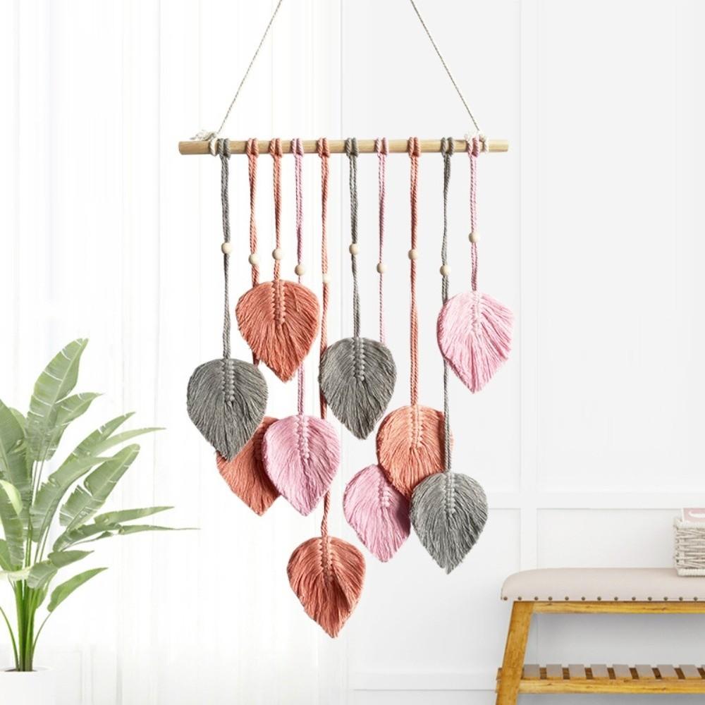 Handmade Boho Wall Decor Macrame Wall Hanging Pendant Creative Wall Art Leaf Tapestry  Homestay