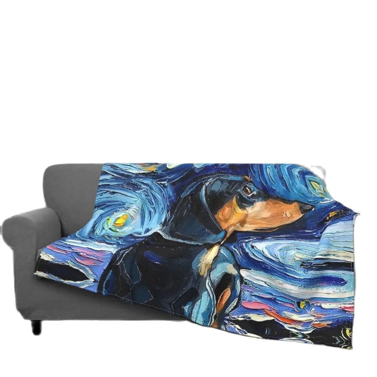 

Одеяла для таксы и собаки «Звездная ночь» Wiener Sausage Doxie Флисовые винтажные теплые пледы для покрывала на лето