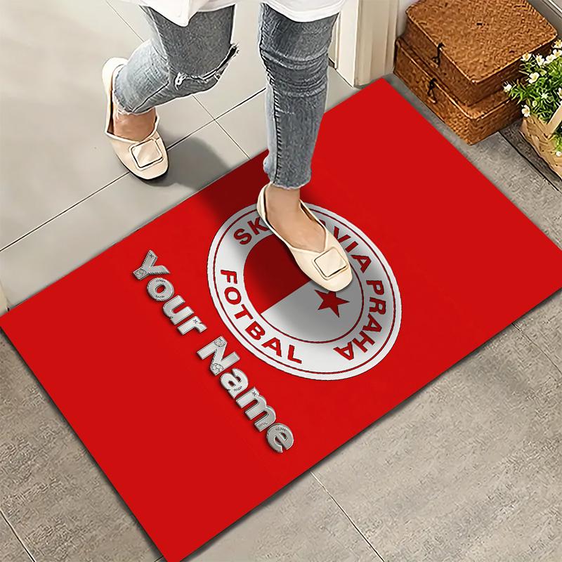 Tappeto Personalizzato con Nome Sk Prague Slavia per Soggiorno Camera da Letto Casa Decorazione Divano, Tappetino Antiscivolo per Giochi Bambini