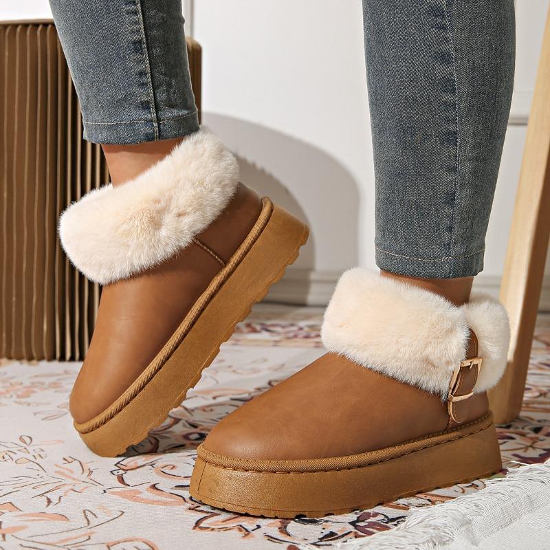New Large-sized Snow Boots for Women, Short-top, Thick-soled, Warm and Thickened Cotton Shoes