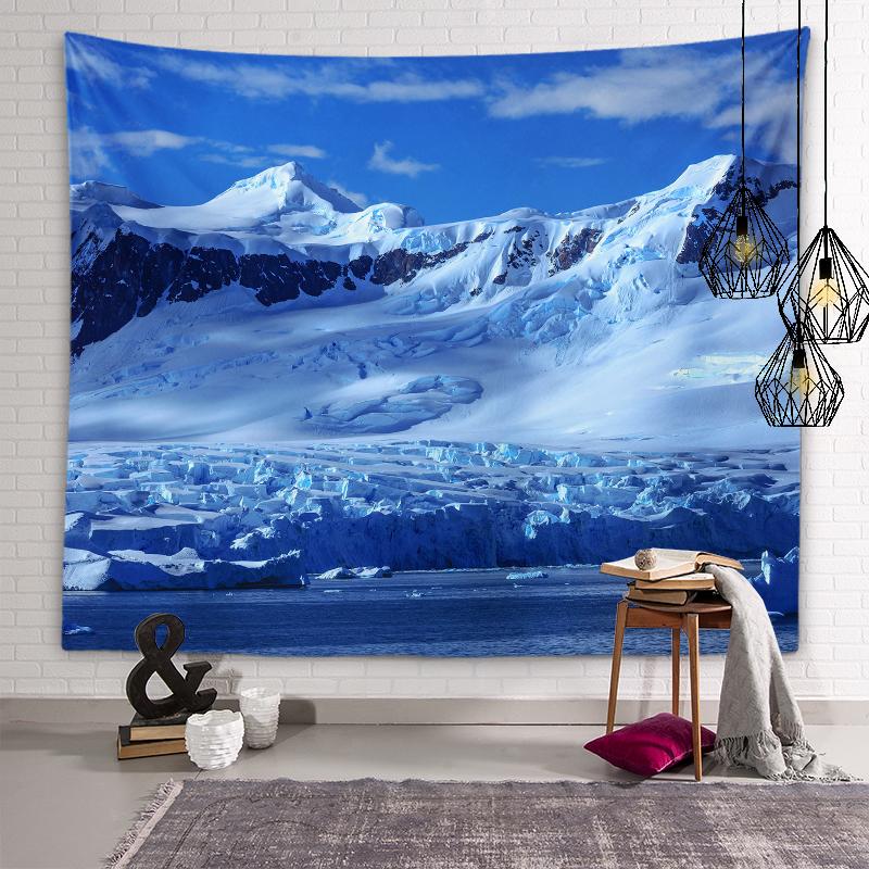 Snow Mountain Aurora Tapestry Galaxy Star Wall Art Decoration Dormitory Room Aesthetics Living Room Bedroom Home Decoration