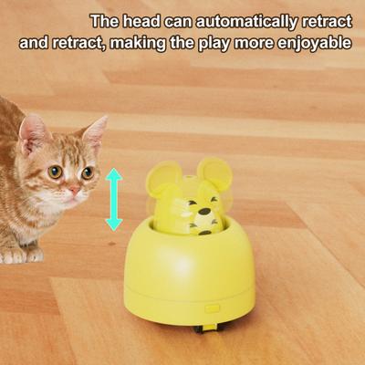 Elektrische Bewegliche Maus Katzenspielzeug Berührungsaktivierter Intelligenter Roboter Ratte mit Einziebarem Kopf Interaktives Katzenspielzeug zum Jagen für Kätzchen