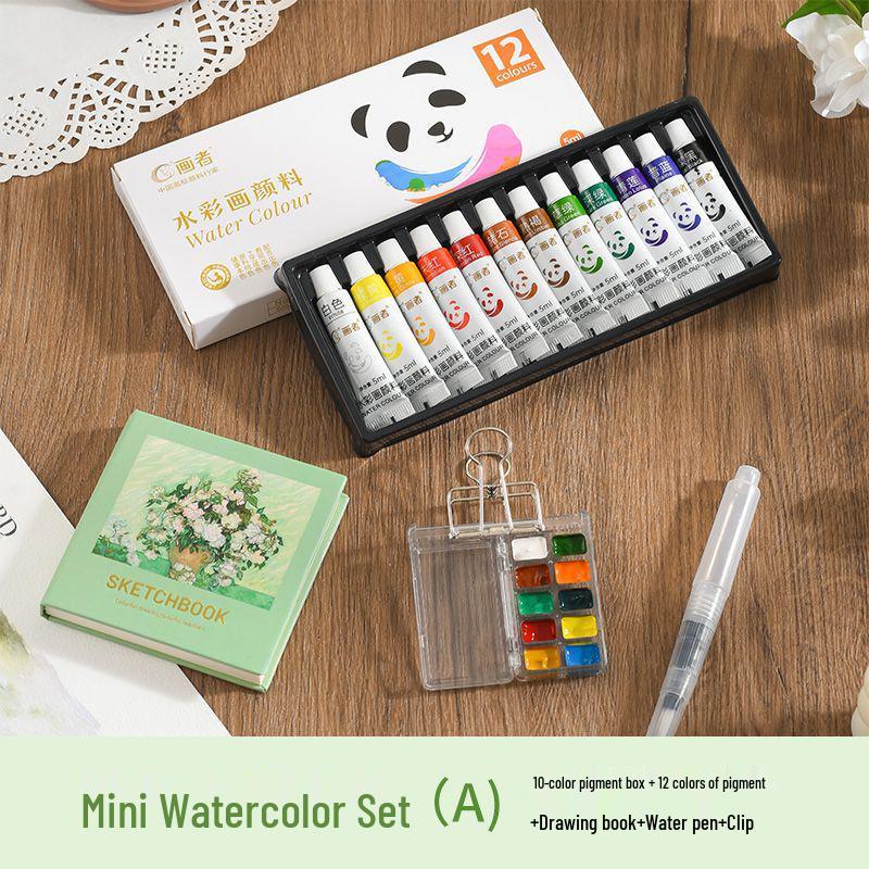 Mini Conjunto de Tinta Aquarela Portátil e Paleta de Diário de Viagem para Estudantes