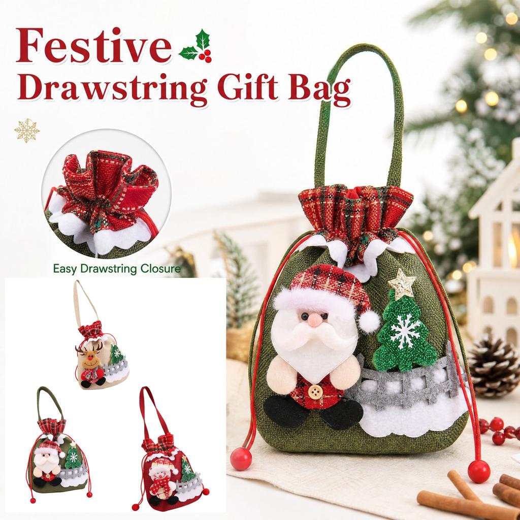 Christmas Doll Gift Bag, Wrapping Pouch for Party Favors and Decoration