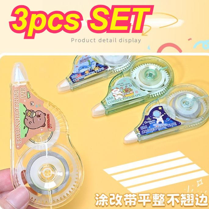 3Pcs Cartoon Learning Stationery Set Ballpoint Pen Correction Belt School Notebook Set Student Stationery Gifts Wholesale
