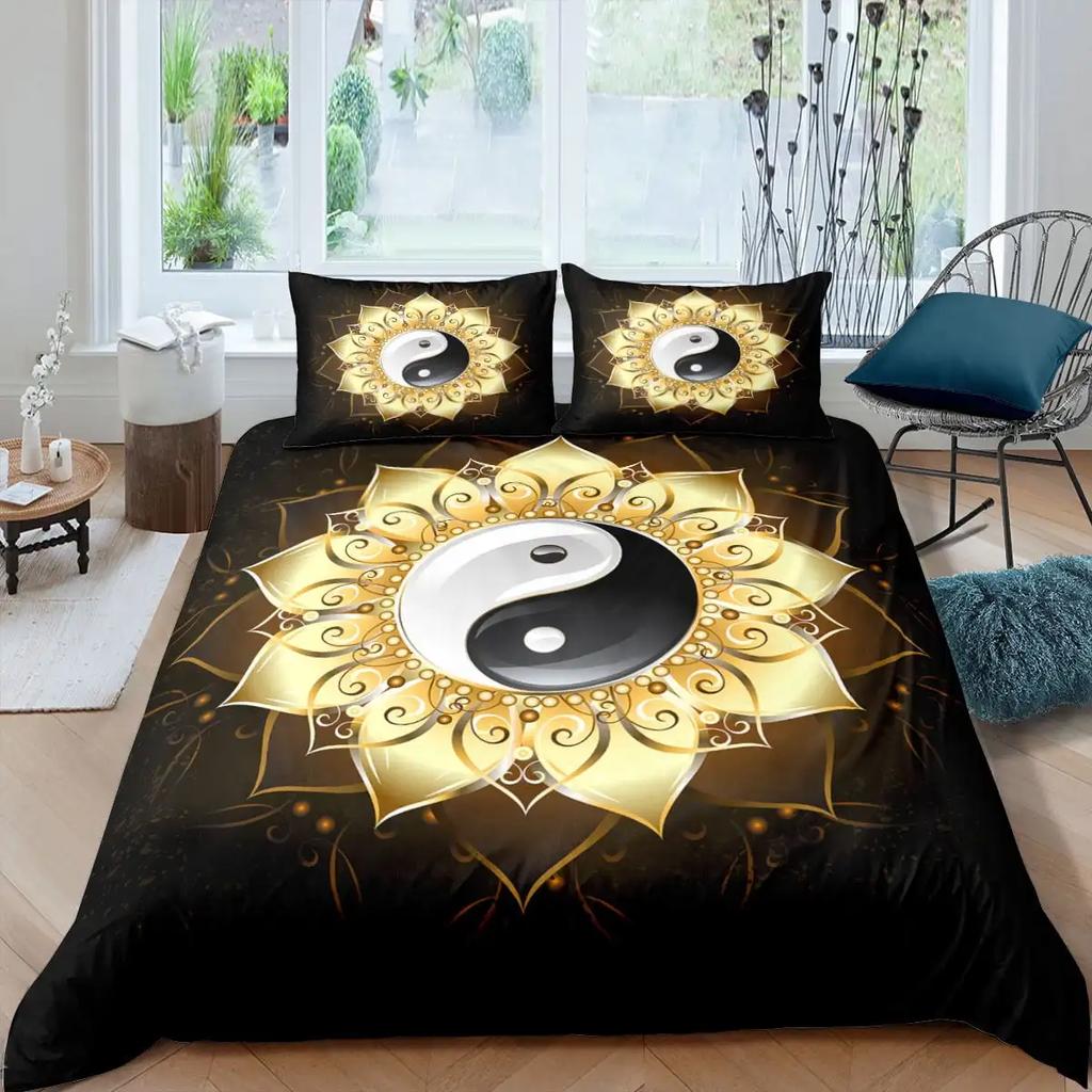 Yin Yang Tai Chi Soft Duvet Cover Set,Beding Set for Children Kids Plus Adult People, Home Decor, Quen Sized Dimensions Warm Soft Comfortable Plus