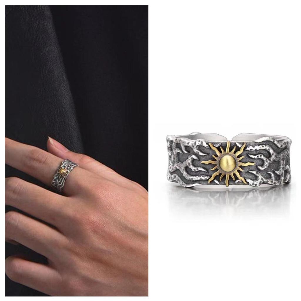 Men's Sun Design Adjustable Pinky Ring - Trendy Punk Hip Hop Style