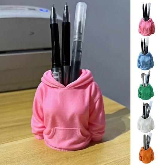 3D Printed Hoodie Pen Holder, Makeup Brush Organizer for Desk, Creative Sweatshirt Shape Pencil Storage Container, School Office Supplies