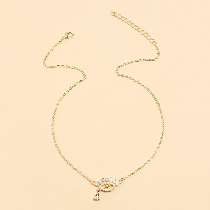 Diamond Eye Pendant Hot Sale Accessories Gold Alloy Devil's Eye Necklace Women