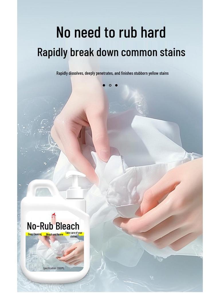 No-Rub Bleach for Whites: Stain Remover, Color Restorer, Anti-Yellowing, Clothes Whitener.