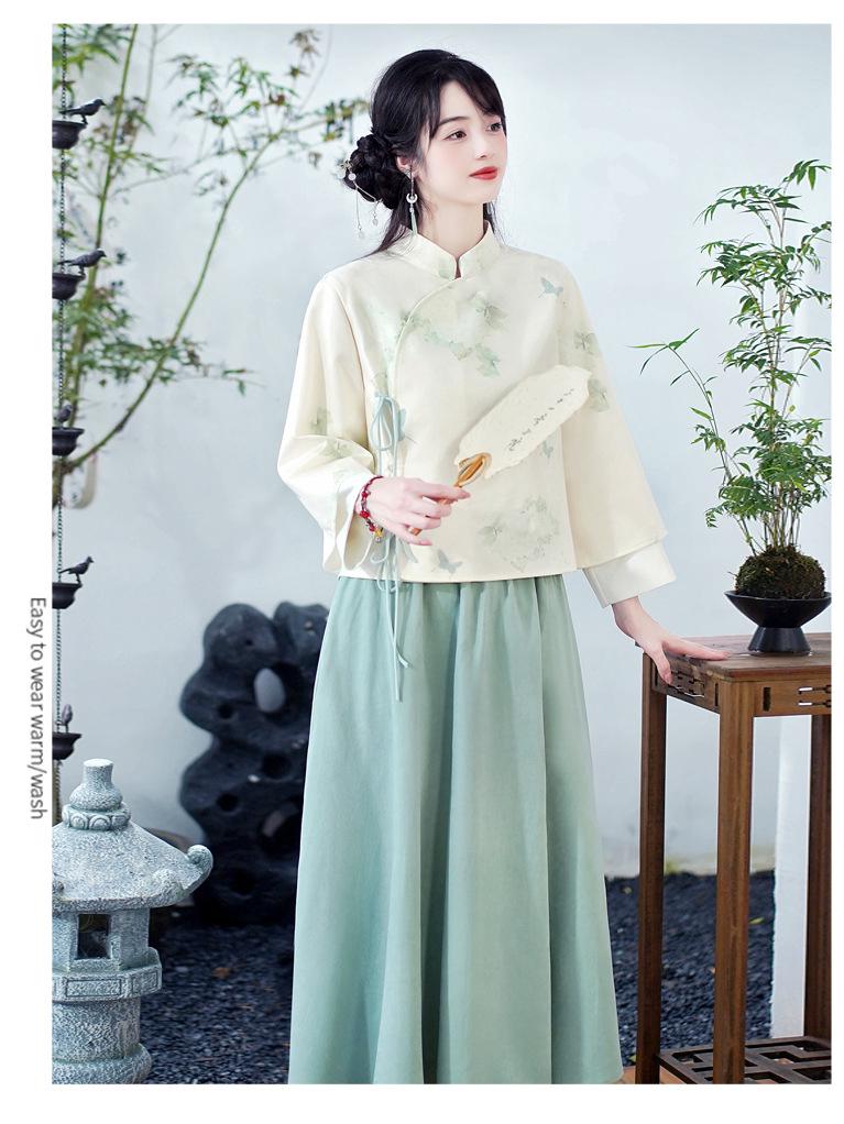 New Autumn/Winter Retro Suede Tang Suit: Stylish and Comfortable Han-Inspired Hanfu Cheongsam Top Tea Suit