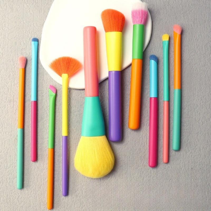 10 Watercolor Makeup Brush Set Full Set of Multi-Color Color Portable Beauty Makeup Tools