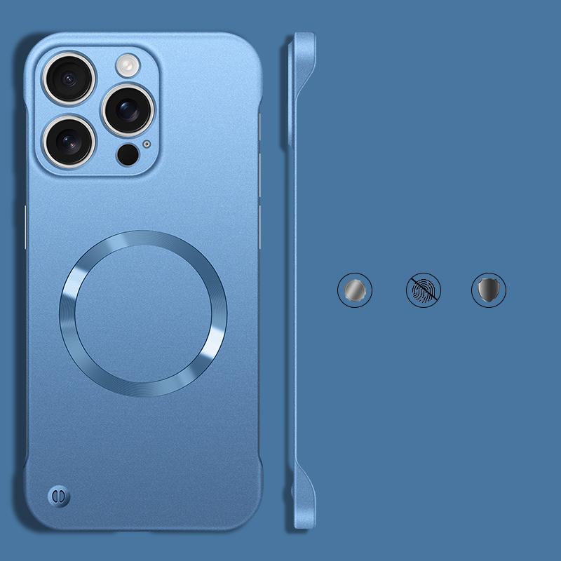 Slim PC Frameless Magnetic Phone Case For iPhone 16 Pro Max 15 Pro 14 Plus 13 12 for MagSafe Matte Shockproof Solid Color Bumper Cover
