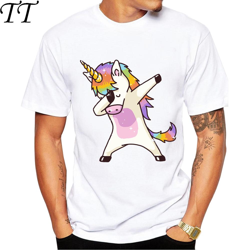 2019 Summer Fashion Dabbing Unicorn TShirt Men Funny T Shirts Dabbing Hip Pop UnicornCatZebra Tops Tee Gt184
