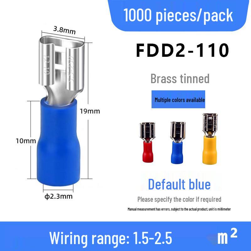 Brass Cold-Pressed FDD Female Pre-Insulated Terminal Insert Spring Wiring Connector with Copper Lugs