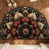 Floral Doormat Absorbent Half Round Floor Mat Non-Slip Door Mat Decorative Entrance Rug for Living Room Bathroom Kitchen