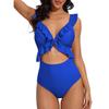 CHARMLEAKS Damen Einteiler Badeanzug mit Rüschen und Cut-Outs, Riemchen-Monokini, Bademode, Badeanzüge