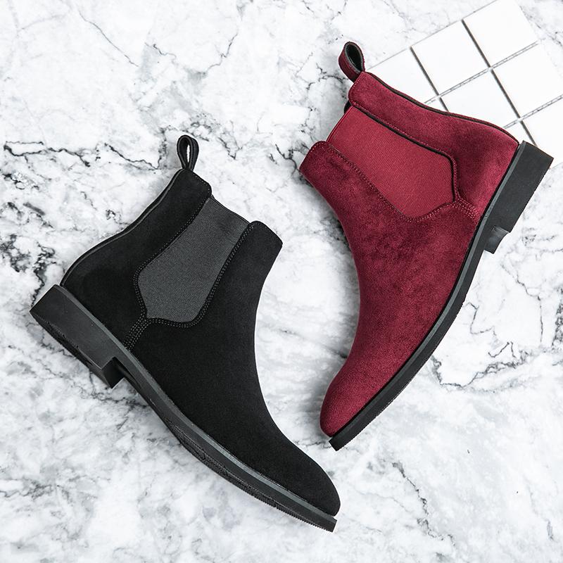 Fashion 2025 Designer Casual Man Autumn Winter Fashion Men Ankle Chelsea Boots Male Mens Shoes Cow Suede Leather Slip On Motorcycle Boot