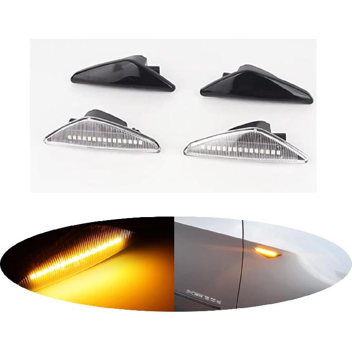 2x Clear Lens Sequential Flash Amber LED Front Fender Side Marker Light | Assembly Compatible with BMW F25 X3 E70 X5 E71 X6 Left Right, Replace OEM